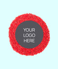Creamy Belgian milk chocolate with colourful red sprinkles, customised with your logo or graphic upload for perfect corporate gifts.