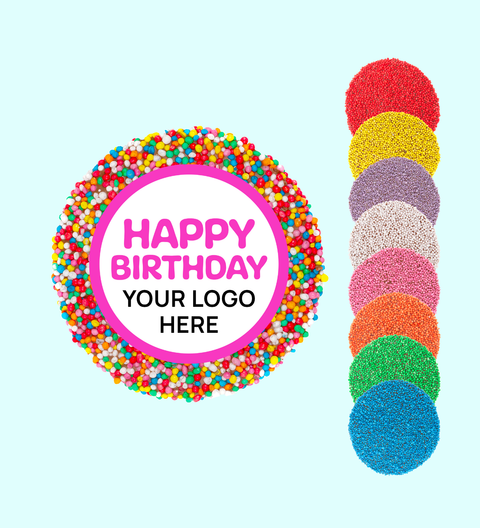 Corporate Personalised 40g Single Freckle - Happy Birthday - Logo/Graphic Upload