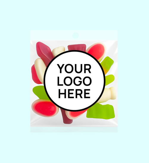 Freckleberry 80g Lolly Bag with Personalised Sticker — a fun, customisable treat bag filled with lollies, perfect for parties, events, or corporate gifts.