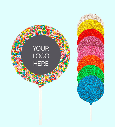 Corporate Personalised Chocolate Round Freckle Pop - Logo/Graphic Upload