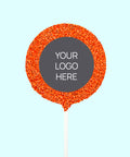 Creamy Belgian milk chocolate pop covered in full orange sprinkles, customised with your logo or graphic upload for memorable corporate gifting.