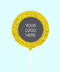 Creamy Belgian milk chocolate pop covered in full yellow sprinkles, customised with your logo or graphic upload for memorable corporate gifting.