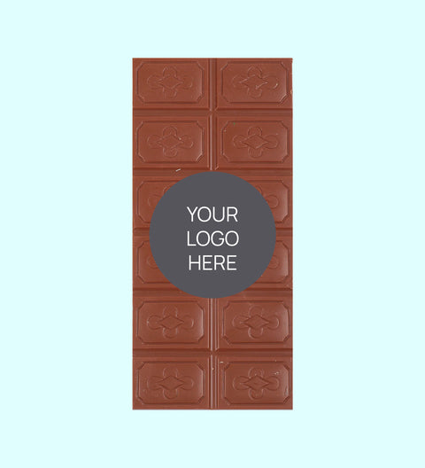 Rich plain Belgian milk chocolate, can be customised with your logo or graphic label, perfect for standout corporate gifting.