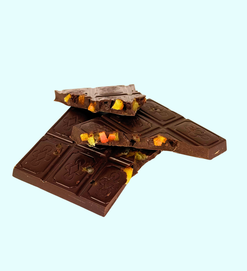 Belgian Dark chocolate and orange block. Perfect mix of tastes for every chocolate lover