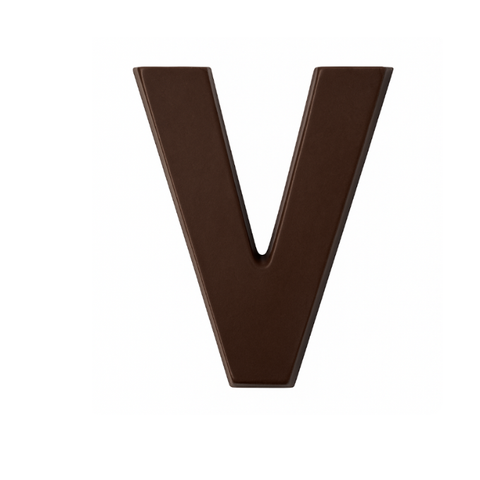 Dark chocolate letter V. Perfect for gifts and birthdays. Cake decorations