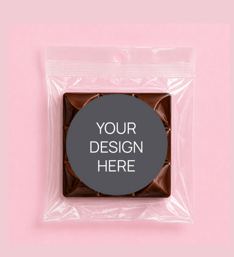 40g Gourmet premium Belgian chocolate block for corporate occasions with personalised stickers