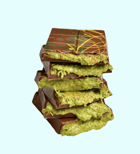 Thick Belgian chocolate, creamy pistachio centre & golden kanafeh crunch. Handmade in Geelong, delivered Australia-wide.