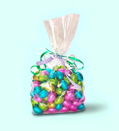 Milk Chocolate Foiled Easter Eggs made from smooth premium Belgian chocolate. A delicious treat perfect for gifting or sharing.