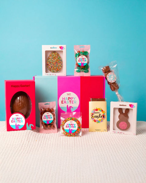 A indulgent selection of premium Belgian chocolates and Easter treats, perfect for celebrating in style.