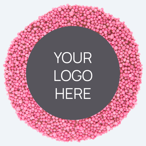 Eco Packaging: Personalised 40g Single Chocolate Freckle - Front Label - Pink Freckle