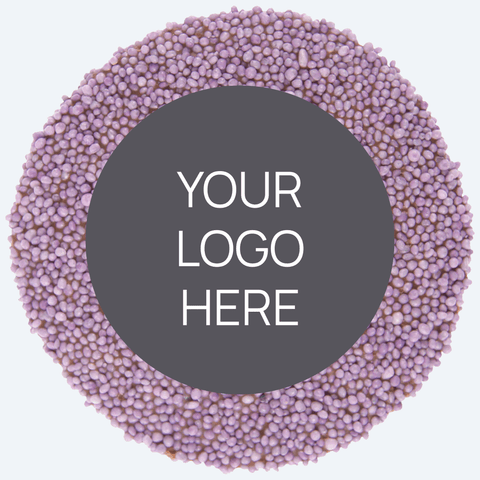 Eco Packaging: Personalised 40g Single Chocolate Freckle - Front Label - Purple Freckle
