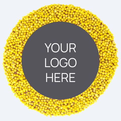 Eco Packaging: Personalised 40g Single Chocolate Freckle - Front Label - Yellow Freckle