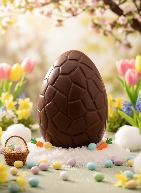 1kg Giant milk chocolate egg. Perfect gift for easter. Personalise your egg for corporate gifts