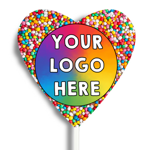 Corporate Personalised Chocolate Heart Freckle Pop - Logo/Graphic Upload