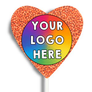 Corporate Personalised Chocolate Heart Freckle Pop - Logo/Graphic Upload