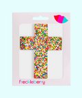 Premium Belgian chocolate (available in 3 variants - dark, milk or white) cross topped with colourful rainbox sprinkles - perfect for religious occasions.
