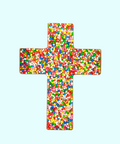 Premium Belgian chocolate (available in 3 variants - dark, milk or white) cross topped with colourful rainbox sprinkles - perfect for religious occasions.