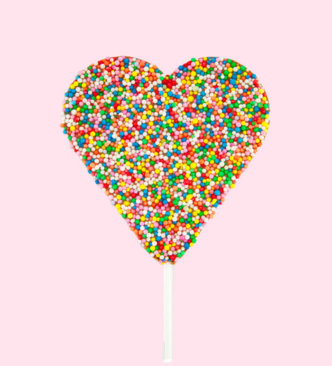 Creamy Belgian chocolate (available in 3 variants - dark, milk or white) heart covered in colourful sprinkles -  perfect for celebrating someone’s special day.