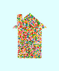 Premium Belgian chocolate (available in 3 variants - dark, milk or white) house topped with colourful rainbow sprinkles - perfect for real estate settlement gifts and hampers.