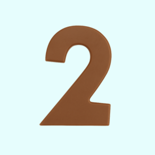 Premium plain Belgian milk chocolate number "2" – a fun and delicious treat for any occasion.