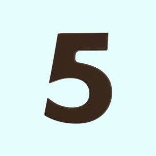 Premium plain Belgian dark chocolate number "5" – a fun and delicious treat for any occasion.