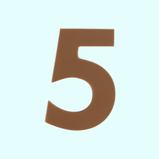 Premium plain Belgian milk chocolate number "5" – a fun and delicious treat for any occasion.