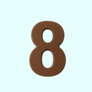 Premium plain Belgian milk chocolate number "8" – a fun and delicious treat for any occasion.