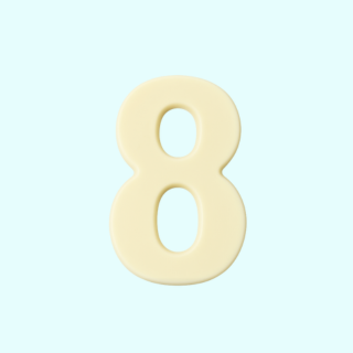 Premium plain Belgian white chocolate number "8" – a fun and delicious treat for any occasion.