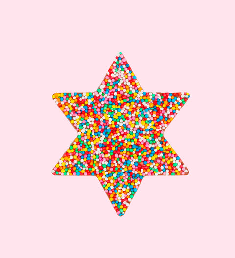 Premium Belgian freckle (available in 3 variants - dark, milk or white) star topped with colourful sprinkles. Perfect for gifting in the holidays and other occasions. 