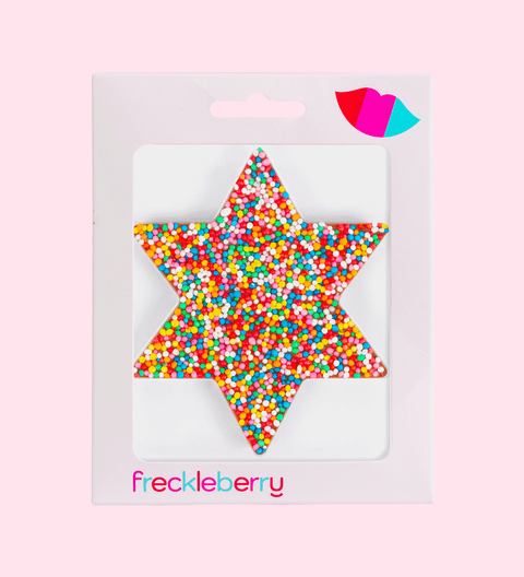 Premium Belgian chocolate star (available in 3 variants - milk, dark or white chocolate ) topped with colourful sprinkles – a sweet and festive treat for any occasion.