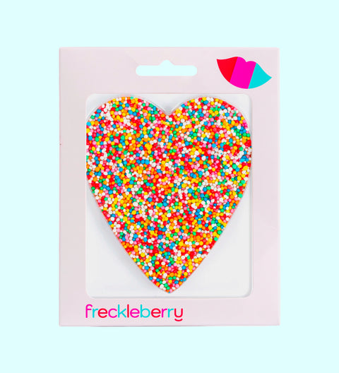 Premium Belgian chocolate heart (available in 3 variants - dark, milk or white) topped with colourful sprinkles – a sweet gift to enjoy.