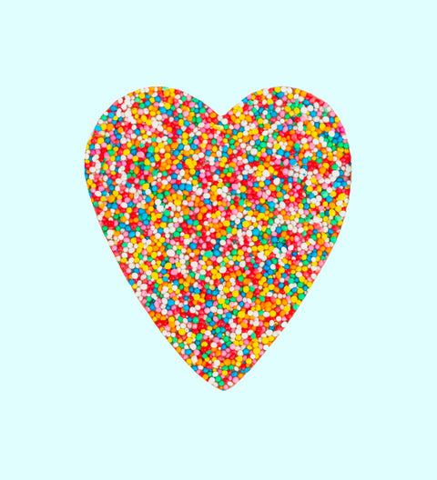 Premium Belgian chocolate heart (available in 3 variants - dark, milk or white) topped with colourful sprinkles – a sweet gift to enjoy.