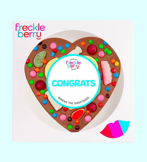 Freckleberry - Giant Heart Lolly Pizza - Congrats - Milk Chocolate - Box
