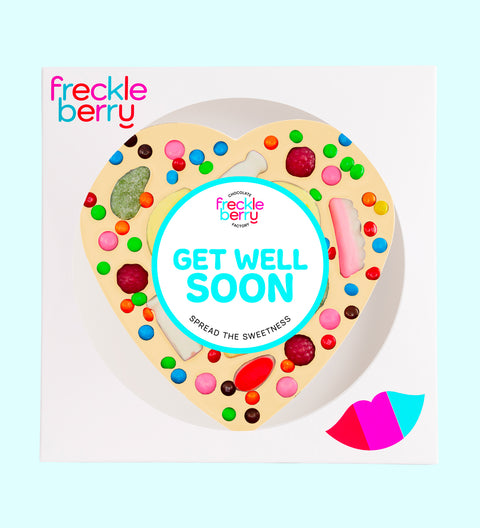 Freckleberry - Giant Heart Lolly Pizza - Get Well Soon - White Chocolate
