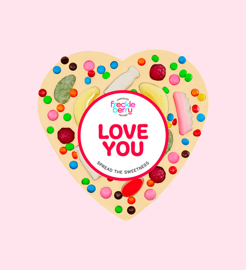 Freckleberry - Giant Heart Lolly Pizza - Love You - White Chocolate - No Box