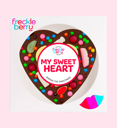 Freckleberry - Giant Lolly Pizza Heart - My Sweet Heart - Dark Chocolate - Box