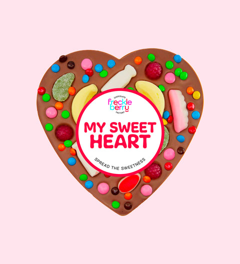 Freckleberry - Giant Lolly Pizza Heart - My Sweet Heart - Milk Chocolate - No Box