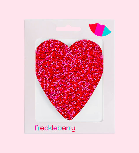 Premium Belgian chocolate (available in 3 variants - dark, milk or white) topped with vibrant red and pink sprinkles – a sweet gift for someone special.