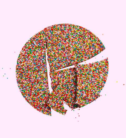 Creamy premium Belgian chocolate (avaialble in 3 variants - dark, white, or milk) topped with colourful sprinkles, customised with a name for a special celebration.