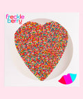 Creamy giant heart-shaped Belgian milk chocolate with sprinkles/freckle, a perfect heartfelt gift.