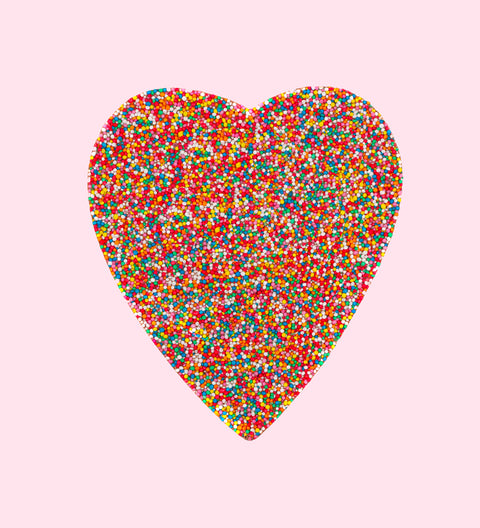 Premium Belgian chocolate heart (available in 3 variants - dark, milk or white) topped with colourful sprinkles, can be customised for a special birthday celebration.