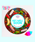 Giant Belgian chocolate pizza (available in 3 variants - dark, milk or white) loaded with colourful lollies and M&M®s - a sweet and cheerful gift to brighten someone’s day wishing them to get well soon.