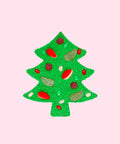 Premium Belgian milk chocolate tree topped with colourful lollies and vibrant green sprinkles, customised with Merry Christmas text and your logo for a festive gift.