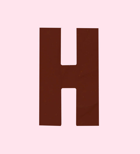 Dark Belgian chocolate letter H. Perfect for birthdays, weddings and gifts. 