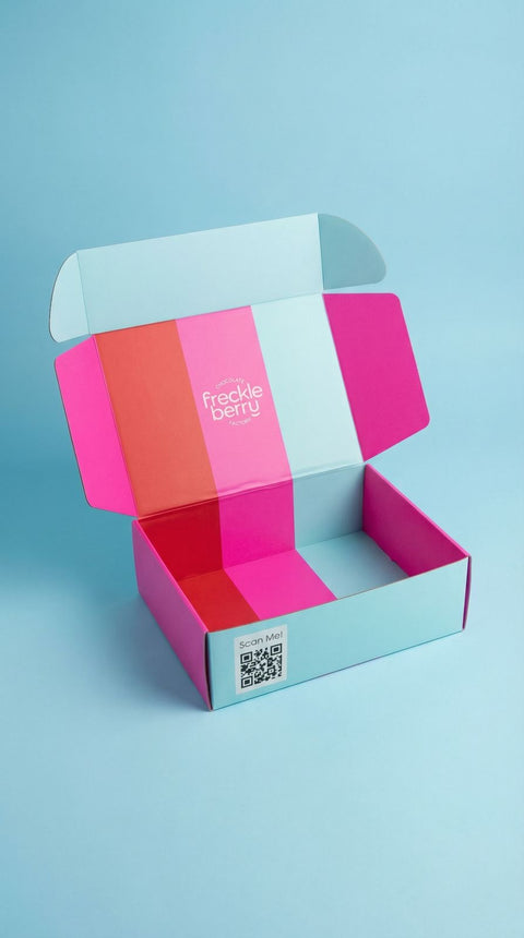 Create the perfect gift with a custom hamper box. Add your choice of sticker — Thank You, Happy Birthday, Merry Christmas, Mum, Dad & more. Fill with Freckleberry treats.