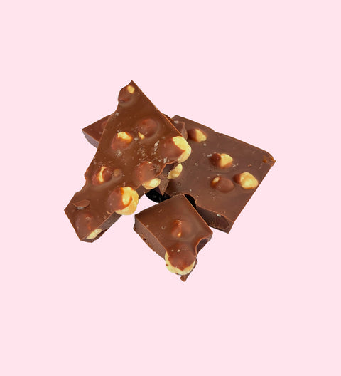 Bits and pieces of premium Belgian milk chocolate with crunchy roasted hazelnuts, rich caramel, and a touch of sea salt for the perfect sweet-salty treat. Perfect for any occasion.