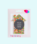 Upload our logo on a chocolate shape for advertising. 