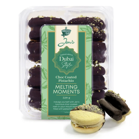 Buttery biscuits, creamy pistachio filling, smooth milk chocolate and a sprinkle of crushed pistachios - elegant, decadent and irresistibly delicious.