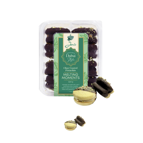 Buttery biscuits, creamy pistachio filling, smooth milk chocolate and a sprinkle of crushed pistachios - elegant, decadent and irresistibly delicious.