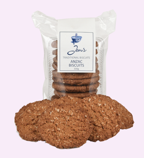 Handmade golden, chewy and full of homestyle flavour biscuits made with oats, coconut and golden syrup. Perfect for gifting and entertaining.